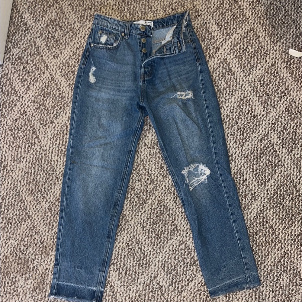 Women’s Stradivarius High Rise Button Fly Mom Jeans